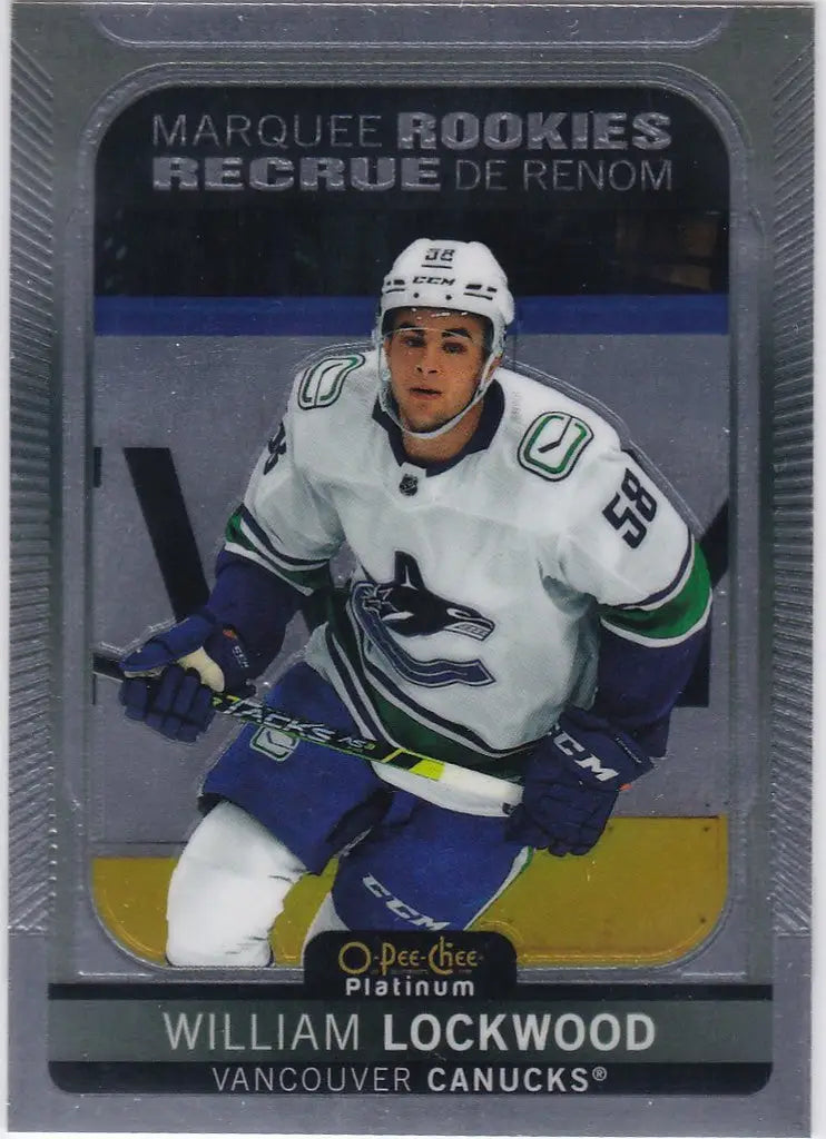 Hockey trading card of William Lockwood Marquee Rookies featuring Canucks player