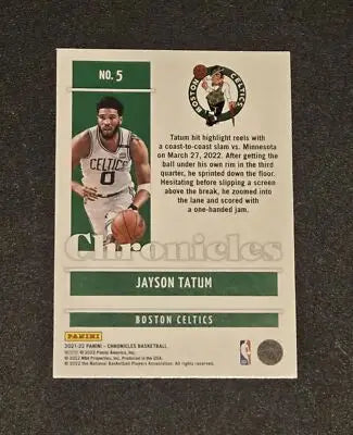 Jayson Tatum basketball card 2021-22 Panini Chronicles Jayson Tatum Bronze