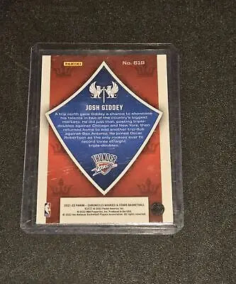 Josh Giddey basketball card from Panini Chronicles featuring Oklahoma City Thunder player