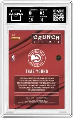 Graded Panini Donruss Trae Young press proof basketball card Purple Arena Club
