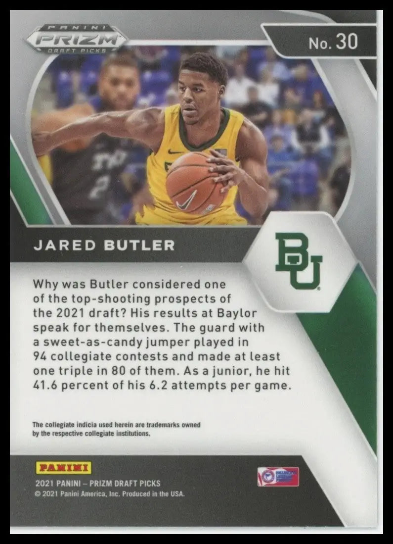 2021-22 Panini Prizm Draft Picks Jared Butler #30 Rookie Baylor Bears Basketball