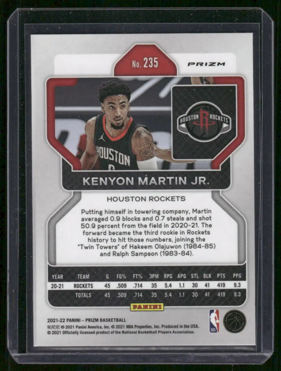 Panini Prizm Kenyon Martin Jr. basketball card 2021-22 Panini Prizm Kenyon