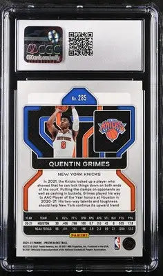 Graded Prizm Quentin Grimes basketball card from 2021-22 Panini Prizm series