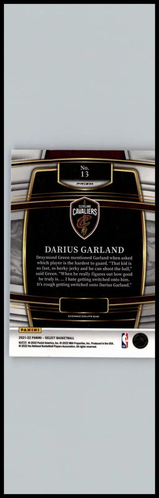 Darius Garland basketball card Garland Blue 2021-22 Panini Select Cleveland Cavaliers
