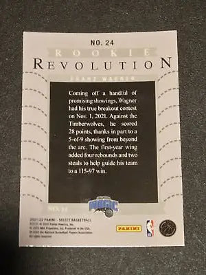 Franz Wagner Rookie Revolution silver Prizm card from 2021-22 Panini Select product