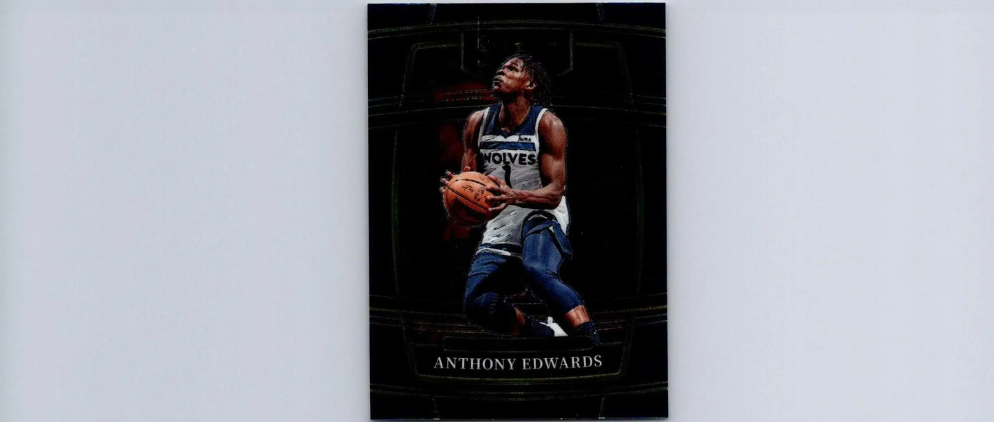 Anthony Edwards basketball card from 2021-22 Panini Select Blue Prizms collection