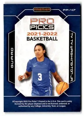 Basketball trading card of Ty Ty Washington Jr. from 2021-22 Pro Picks Premier collection