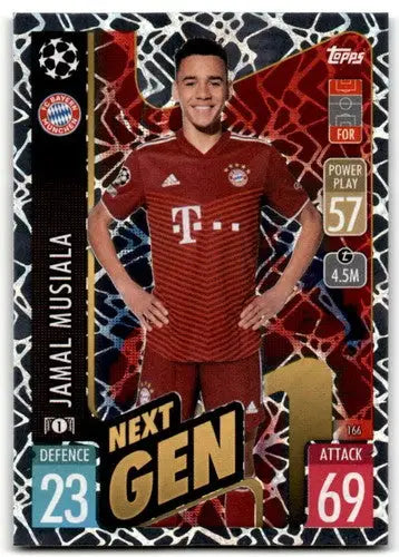 Jamal Musiala trading card from 2021-22 Topps Match Attax UEFA Champions League