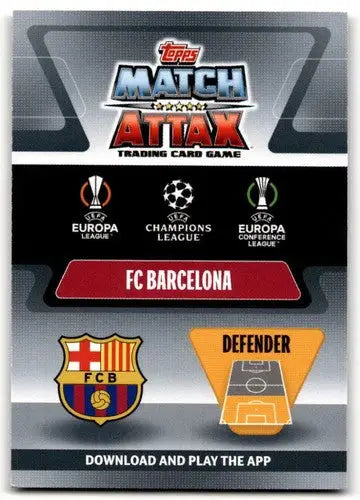 FC Barcelona Match Attax trading card from 2021-22 Topps UEFA Champions League sports cards collection
