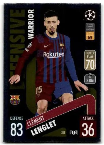 Original gloss 2021-22 Topps Match Attax Clement Lenglet UEFA Champions League sports card