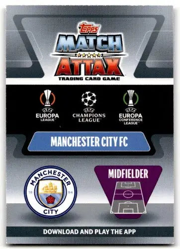 Manchester City FC Match Attax trading card from 2021-22 Topps UEFA Champions League
