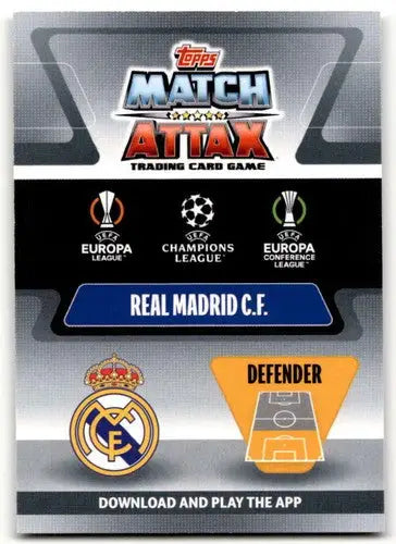 Original gloss David Alaba Real Madrid defender trading card from 2021-22 Topps Match Attax UEFA Champions League