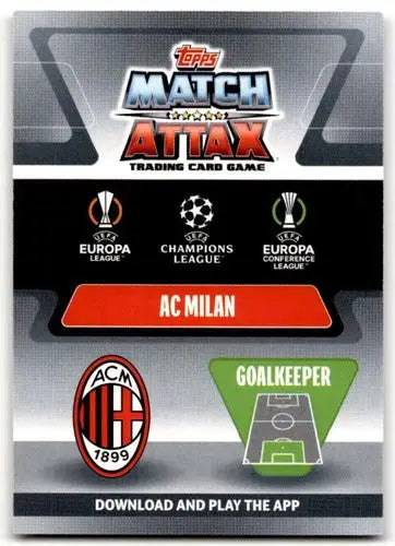 Original gloss AC Milan Match Attax trading card featuring Mike Maignan sports card