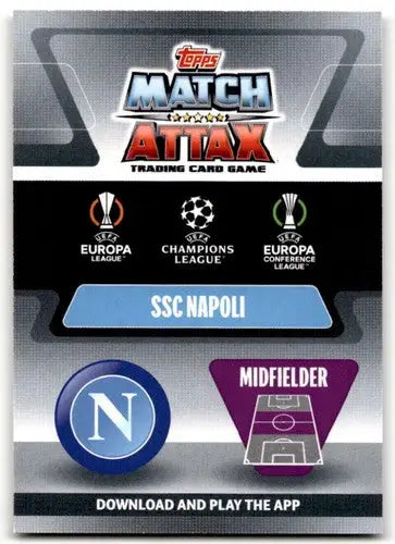 SSC Napoli Match Attax trading card featuring Eljif Elmas from Topps Match Attax UEFA Champions League