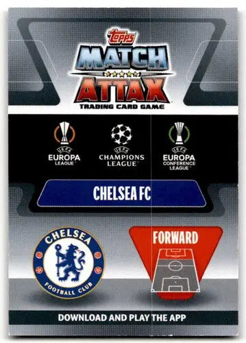 Chelsea FC Match Attax trading card featuring Timo Werner from 2021-22 Topps UEFA Champions League