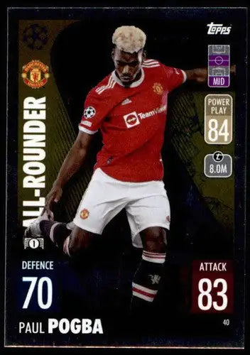 Paul Pogba trading card from 2021-22 Topps Match Attax UEFA Champions League collection