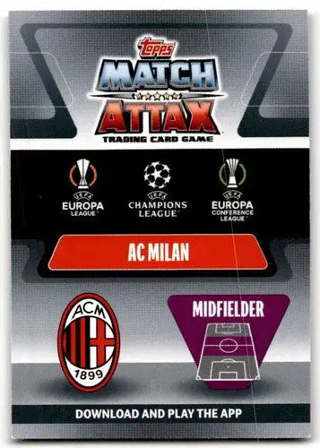 Original gloss AC Milan Match Attax Franck Kessie trading card for 2021-22 UEFA Champions League