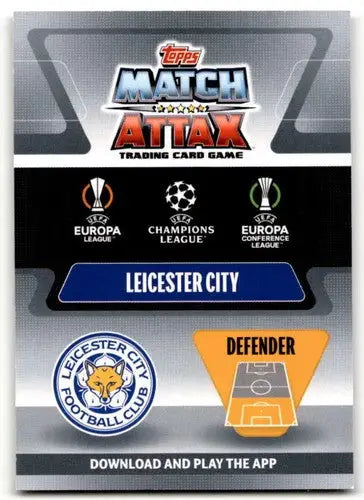 Leicester City defender trading card from Champions League 2021-22 Topps Match Attax