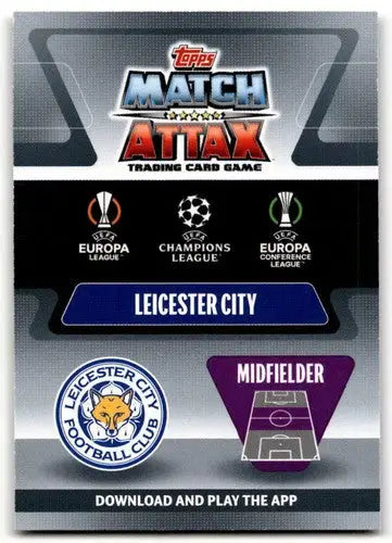 Leicester City Match Attax trading card from the 2021-22 Topps UEFA Champions League collection