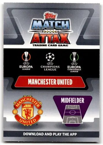 Original gloss Manchester United Match Attax trading card from 2021-22 Topps Match Attax UEFA Champions League Limited Edition