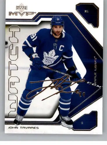 Autographed John Tavares hockey card from 2021-22 Upper Deck MVP 20th Anniversary