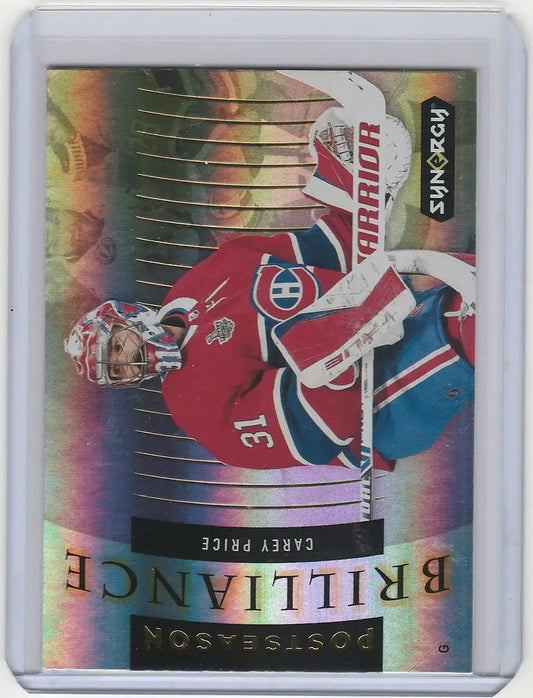 Hockey trading card of Carey Price showcasing Upper Deck Synergy PB11 Canadiens action