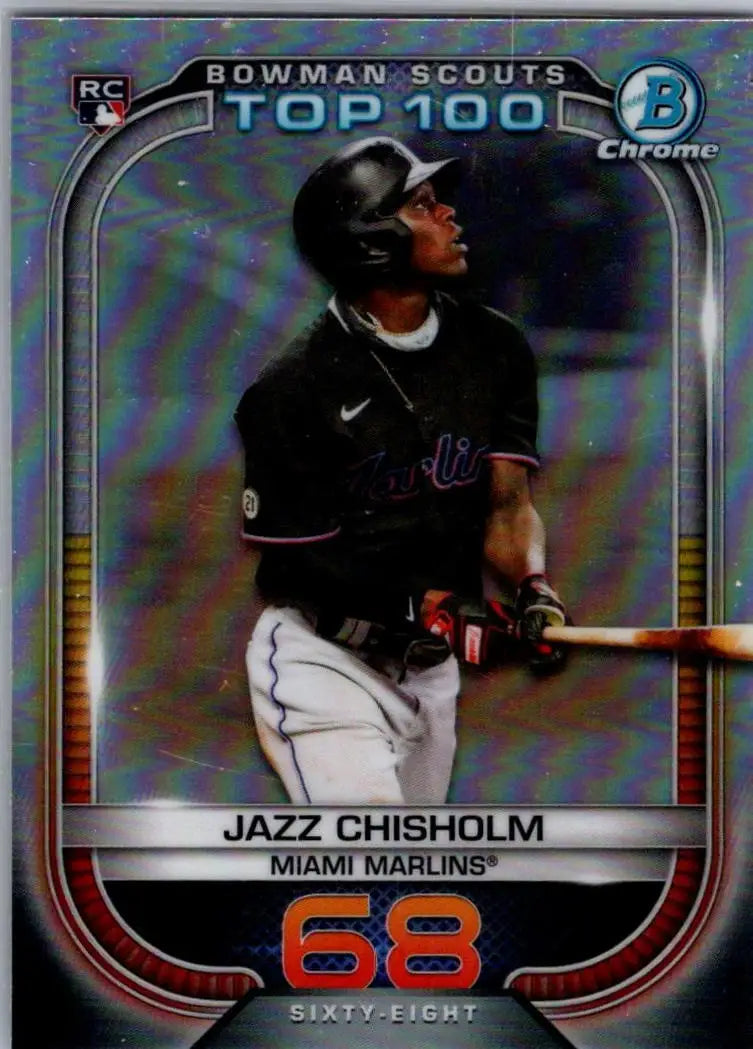 Jazz Chisholm Chrome baseball card from 2021 Bowman Scouts Top 100 collection