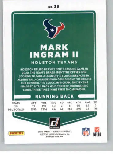 Mark Ingram II football card from 2021 Donruss #38 featuring original gloss finish