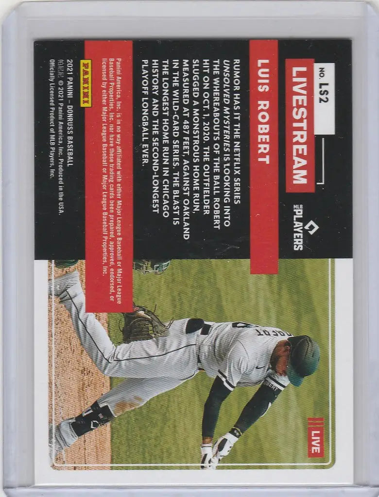 Baseball trading card of LS2 Luis Roberts sliding into base for Chicago White Sox