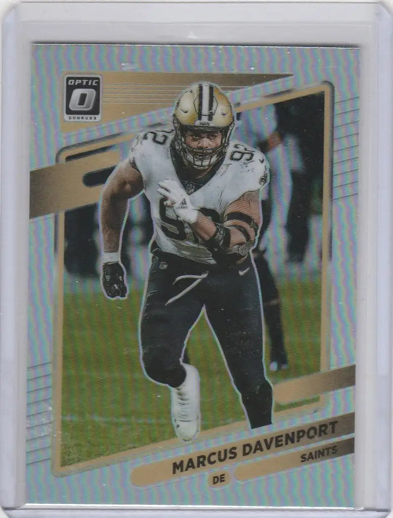 Football trading card of Marcus Davenport from Donruss Optic Prizm New Orleans Saints