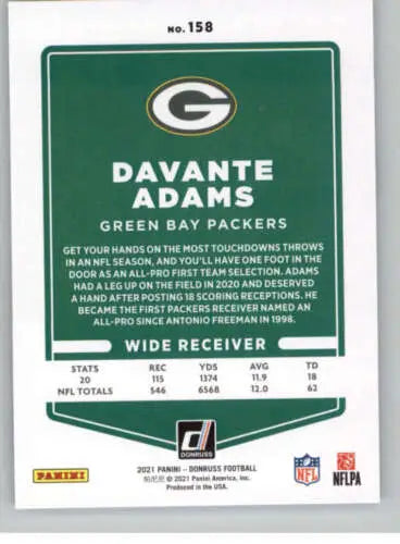 2021 Donruss Photo Variation #158 Davante Adams NM-MT Packers original gloss card