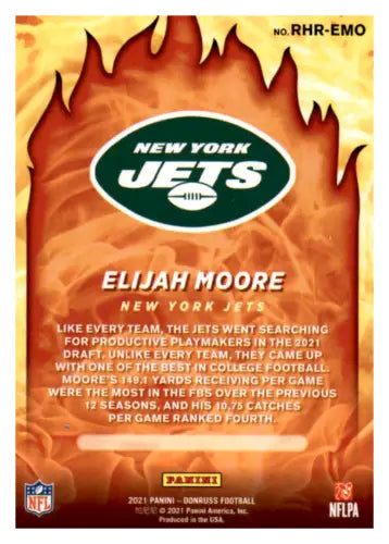 Elijah Moore 2021 Donruss Red Hot Rookies football card original gloss NY Jets