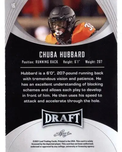 2021 Leaf Draft Gold #16 Chuba Hubbard NM-MT XRC - Trading Cards
