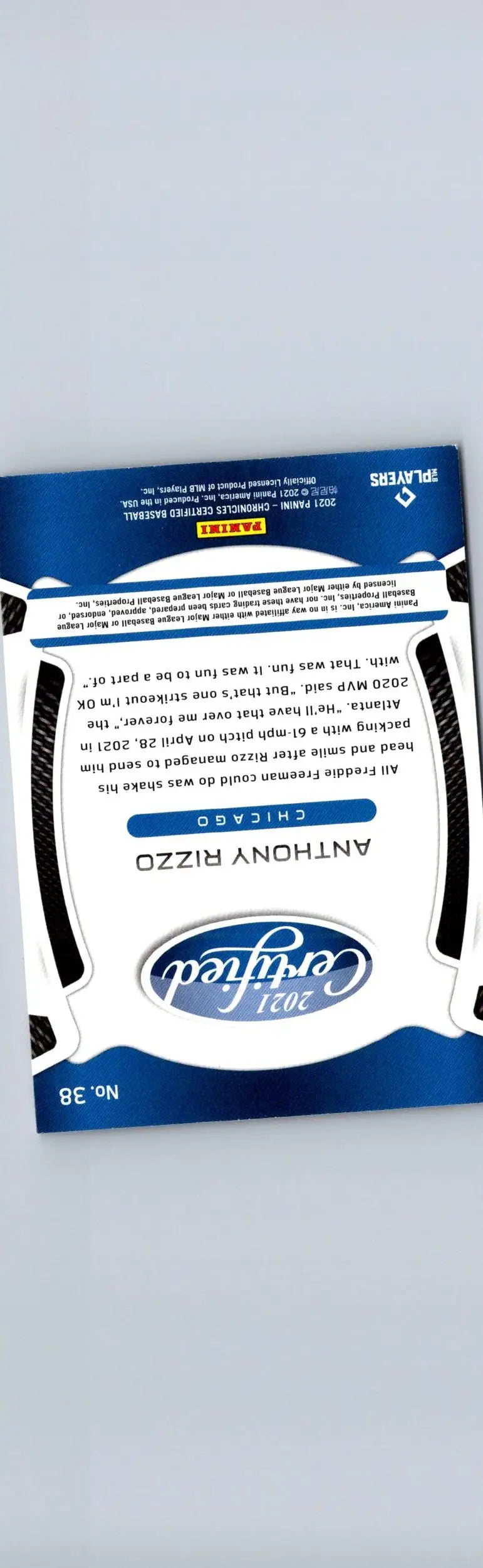 Anthony Rizzo baseball card from 2021 Panini Chronicles Rizzo Certified collection