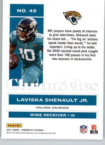 2021 Panini Chronicles Laviska Shenault Jr. football card with original gloss finish