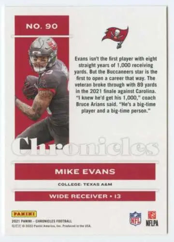 Mike Evans 2021 Panini Chronicles #90 football card with original gloss finish