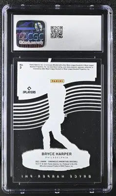 Graded Panini Chronicles Bryce Harper baseball card displayed in the 2021 Panini Chronicles collection