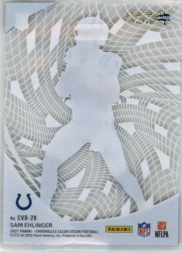 Sam Ehlinger football card from 2021 Panini Chronicles Clear Vision Rookies set
