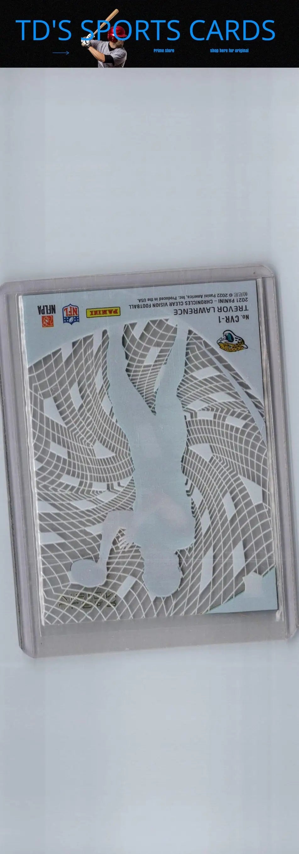 Trevor Lawrence Clear Vision NFL trading card from 2021 Panini Chronicles series