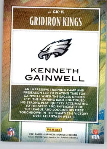 Kenneth Gainwell football card from Panini Chronicles Gridiron Kings series