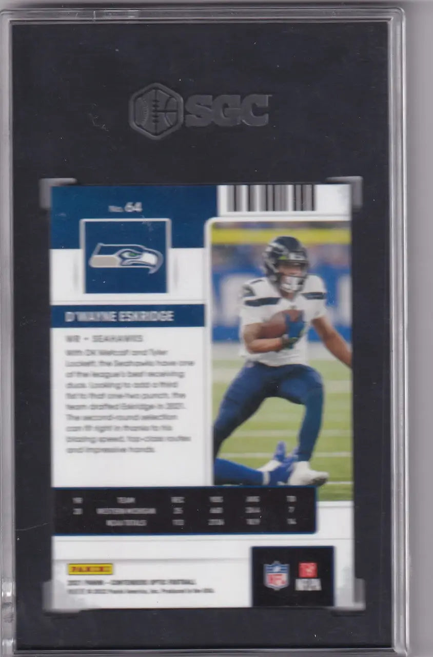 Graded D’Wayne Eskridge football card from 2021 Panini Contenders Optic SGC 9