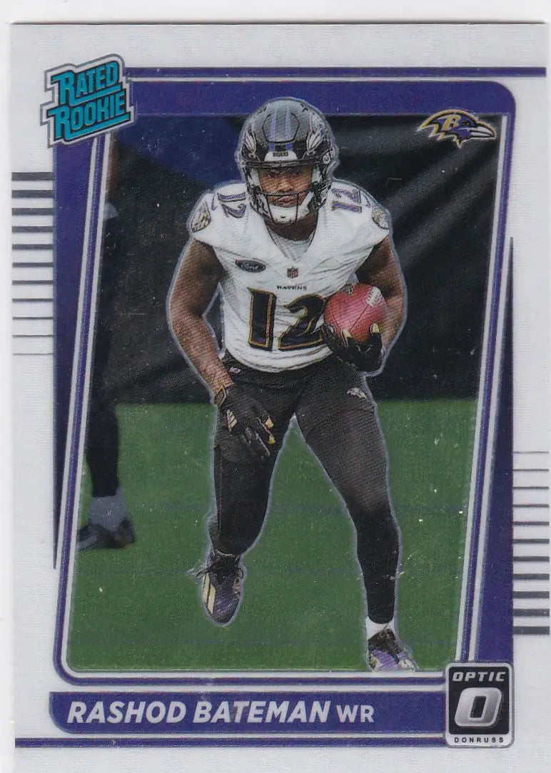 2021 Panini Donruss Optic #210 Rashod Bateman Rated Rookie Baltimore Ravens - Sports Trading Card
