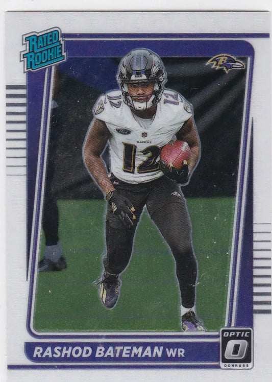 2021 Panini Donruss Optic #210 Rashod Bateman Rated Rookie Baltimore Ravens - Sports Trading Card