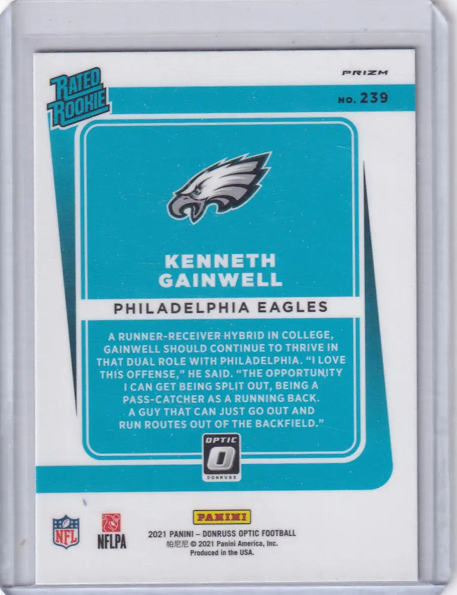 2021 Panini Donruss Optic Blue Scope #239 Kenneth Gainwell - Eagles