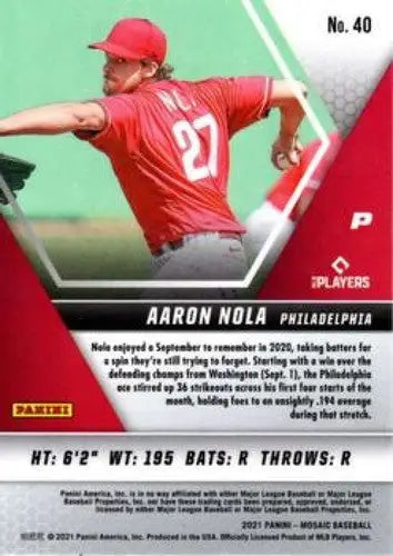 Panini Mosaic Aaron Nola baseball card with original gloss from 2021 Phillies series