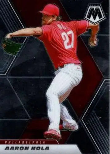 2021 Panini Mosaic Aaron Nola baseball card with original gloss featuring Phillies