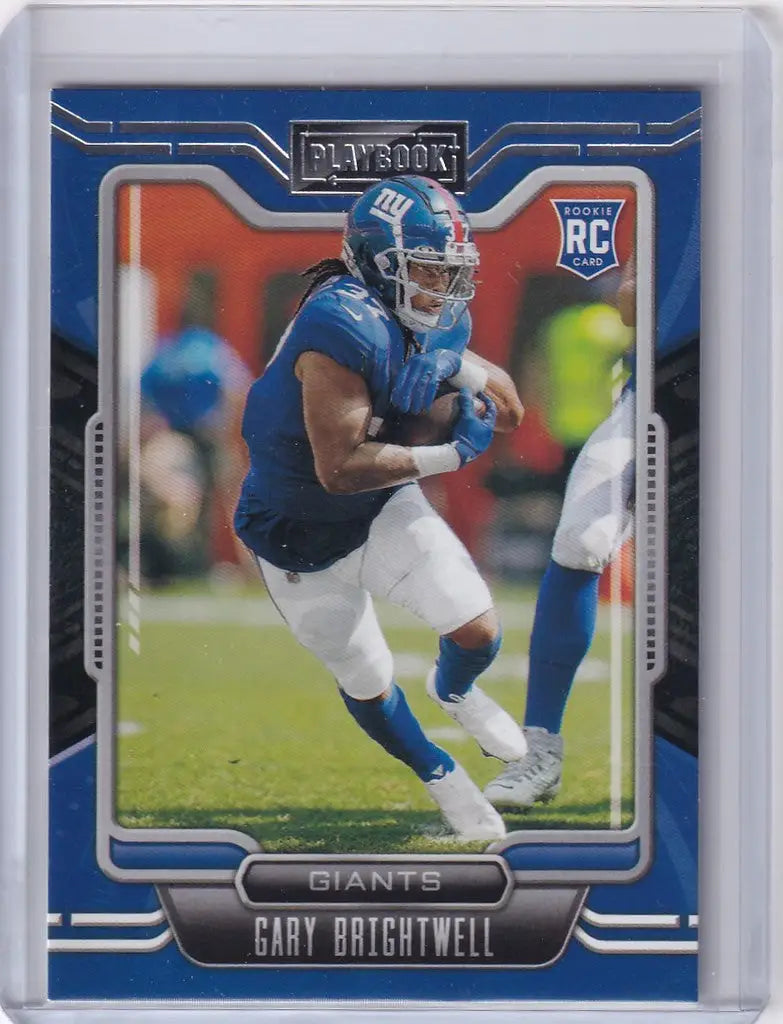 Football trading card of Gary Brightwell in blue jersey for New York Giants Panini Playbook