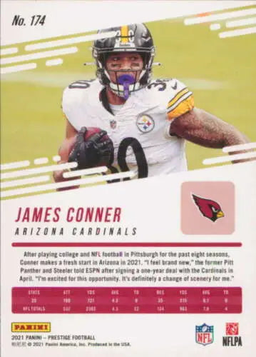 2021 Panini Prestige #174 James Conner football card with original gloss from Cardinals