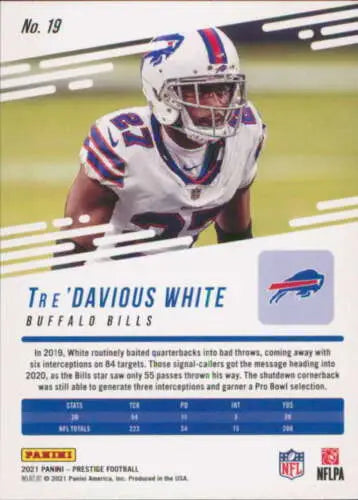 Tre’Davious White football card from 2021 Panini Prestige with original gloss, NM-MT condition