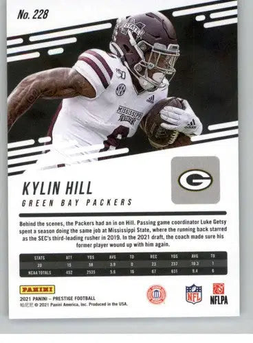 Original gloss football trading card of Kylin Hill Green Bay Packers sports cards